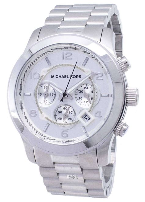 michael kors men's runway chronograph silver dial watch mk8086|Michael Kors Silver Runway MK8086 Men's Watch .